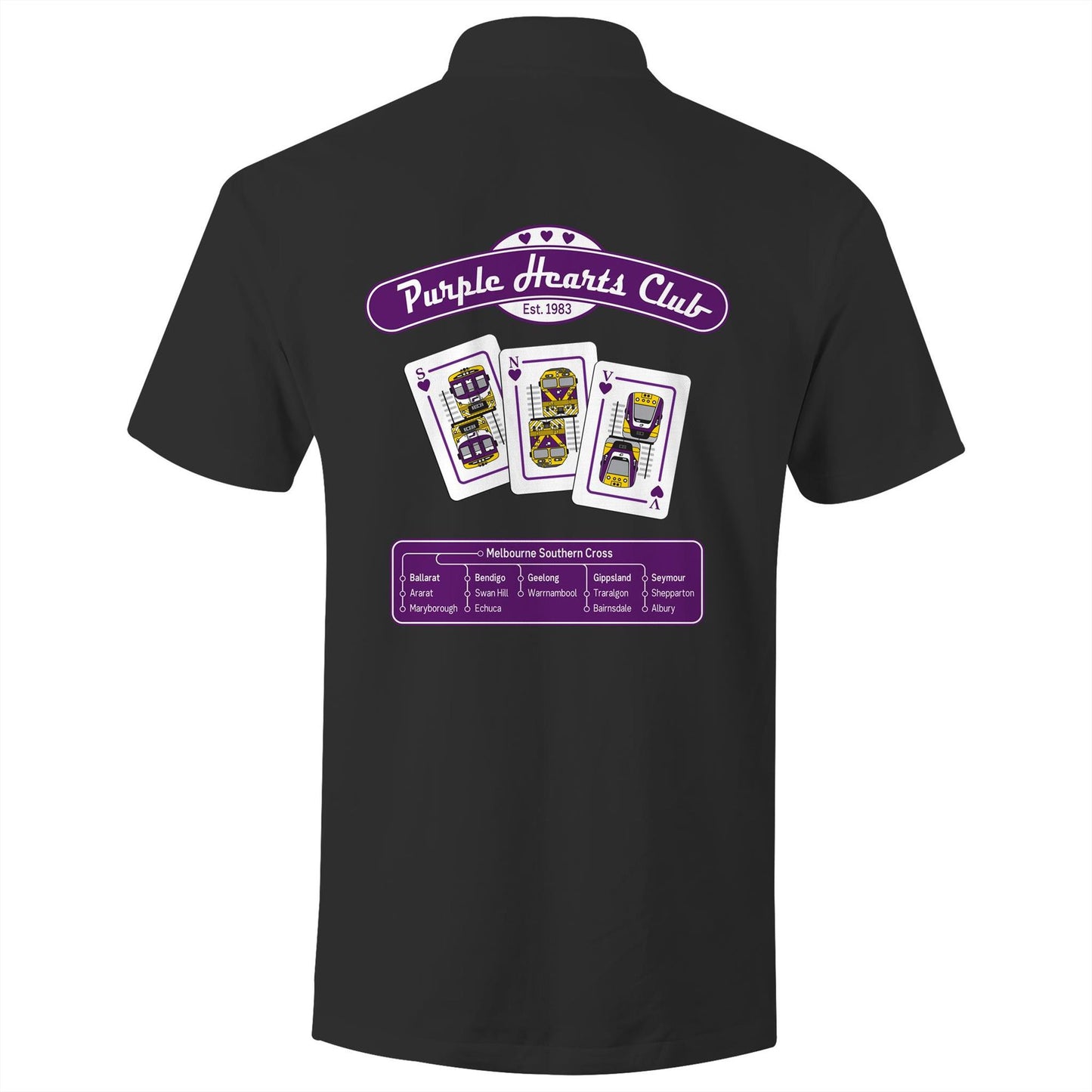 Premium Double Sided Adult (Unisex) Polo -Melbourne & Victoria 'Purple Hearts Club'