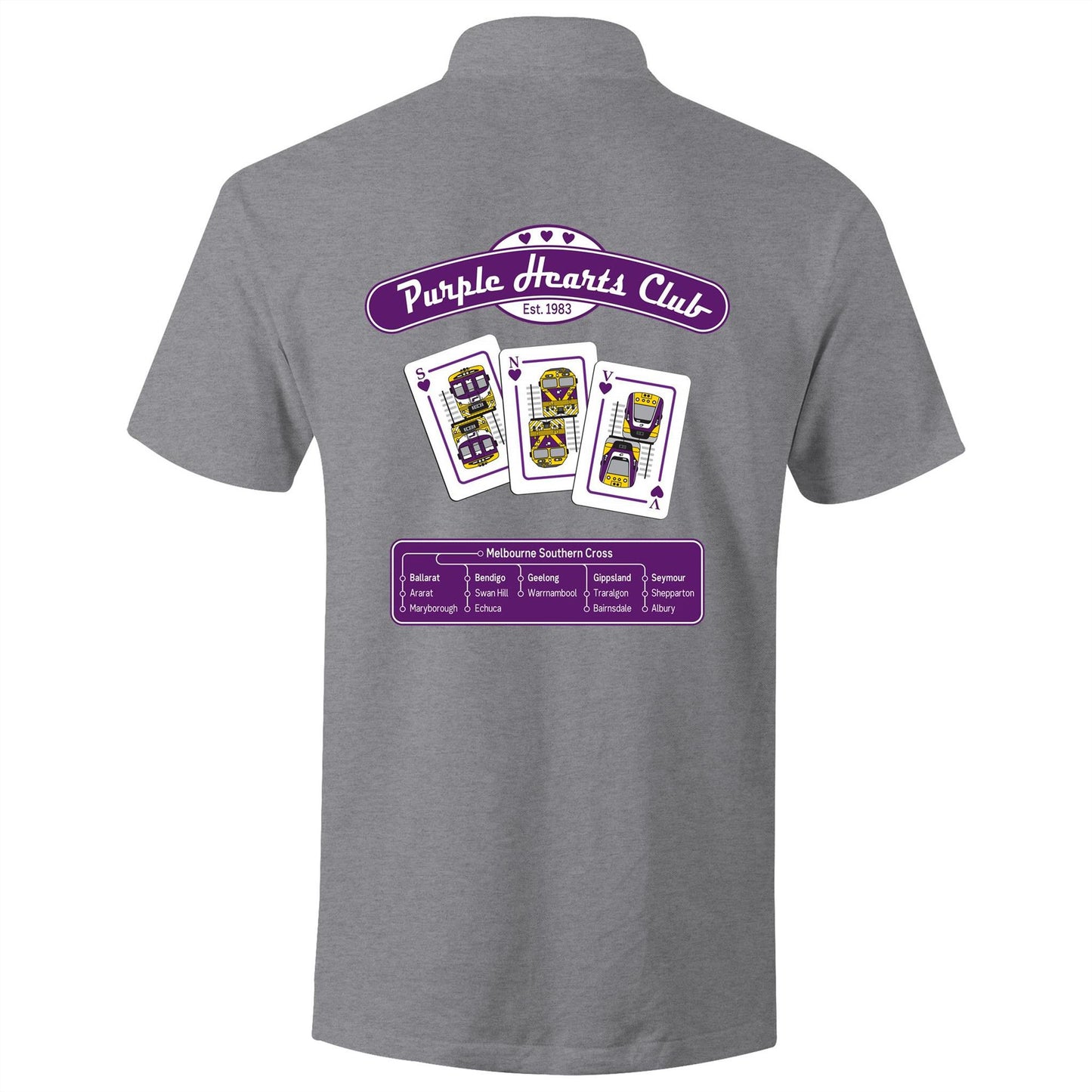 Premium Double Sided Adult (Unisex) Polo -Melbourne & Victoria 'Purple Hearts Club'