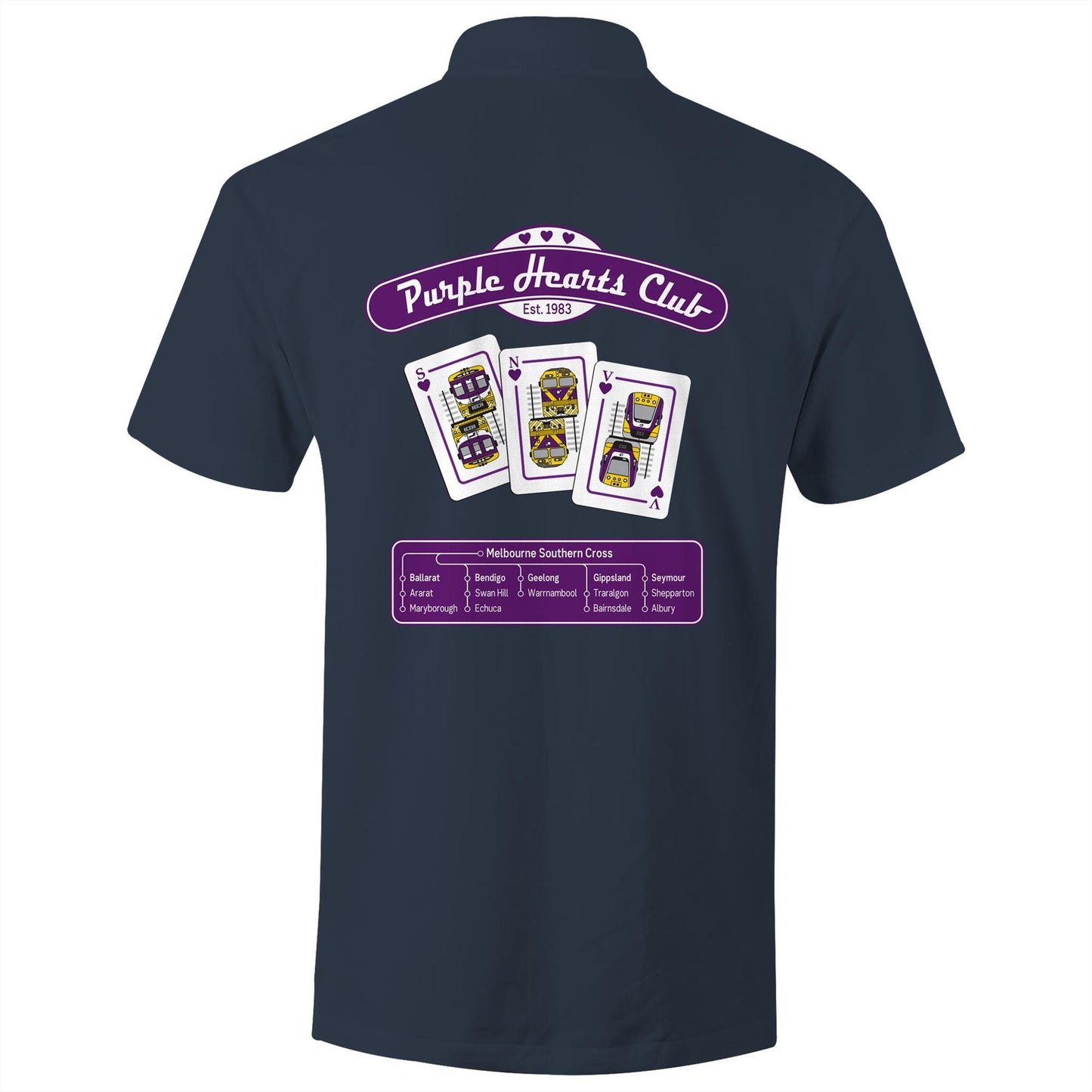 Premium Double Sided Adult (Unisex) Polo -Melbourne & Victoria 'Purple Hearts Club'